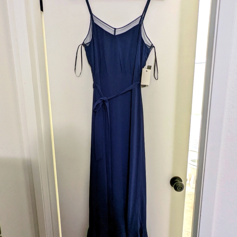 Lulu's navy blue ruffle dress